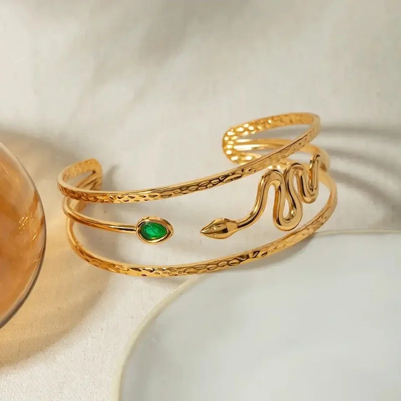 jonc serpent acier inoxydable doré 