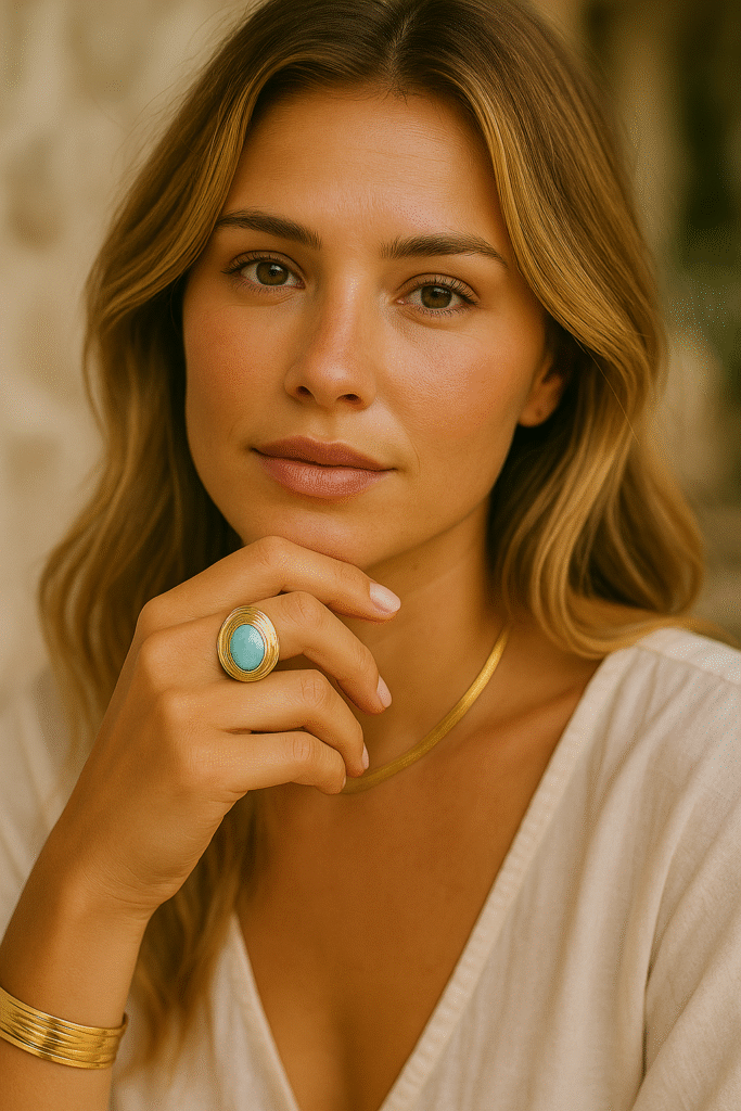 bague boheme avec pierre turquoise