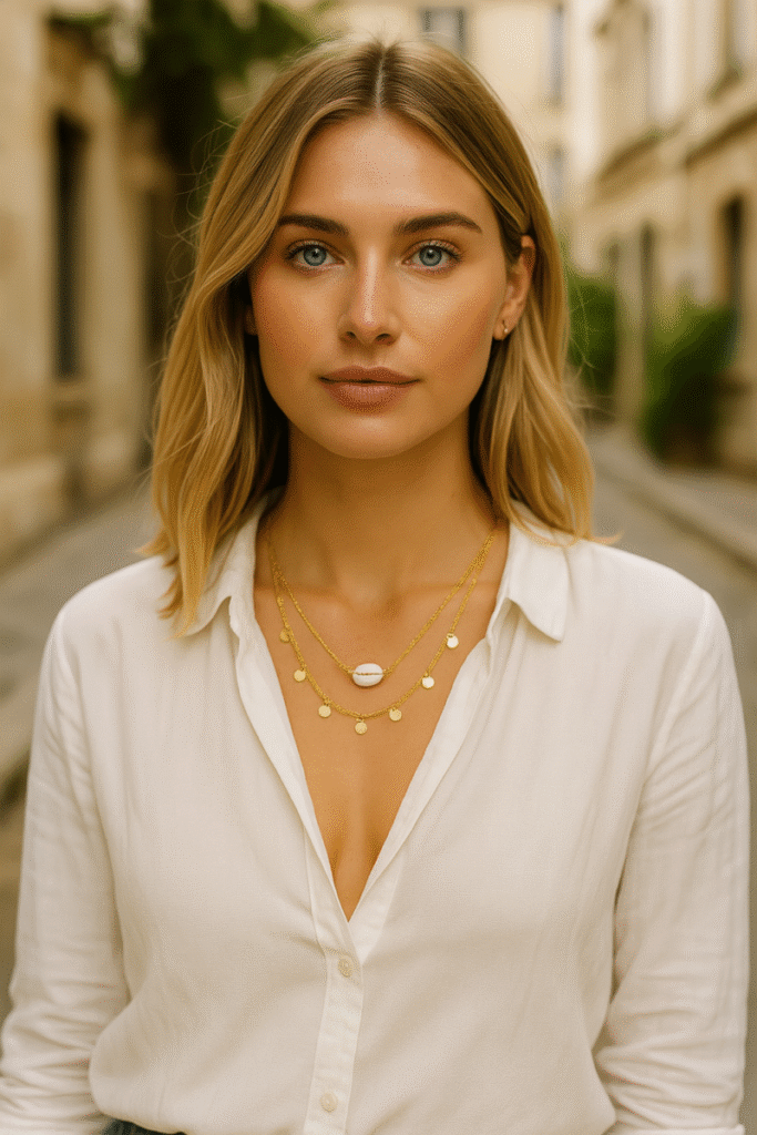 collier double rang avec coquillage cauri