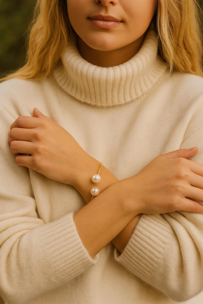bracelet jonc perles blanches 
