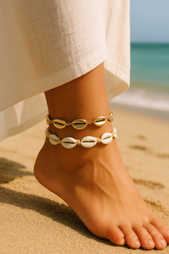 bracelet de cheville coquillage