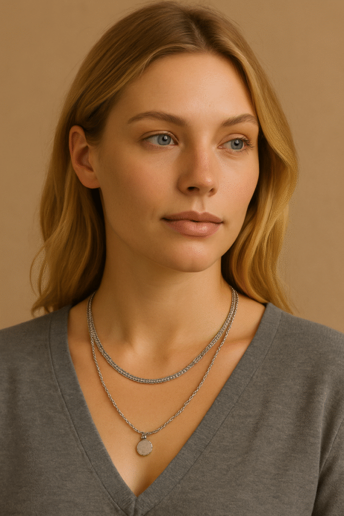 collier argenté en acier inoxydable